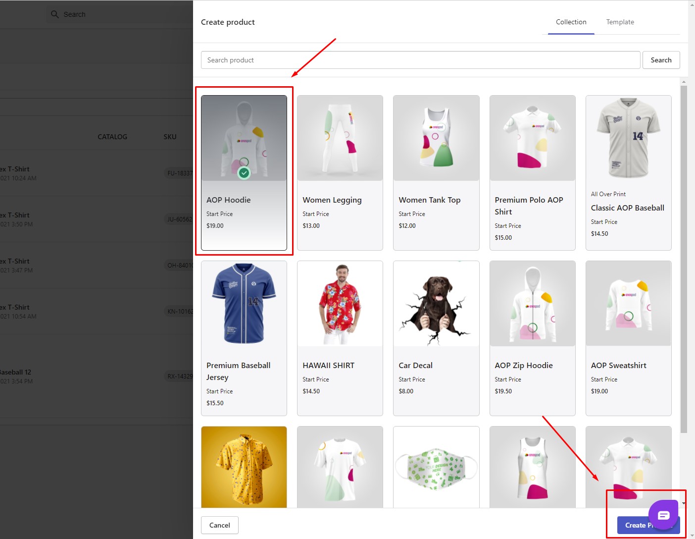 create new print on demand product