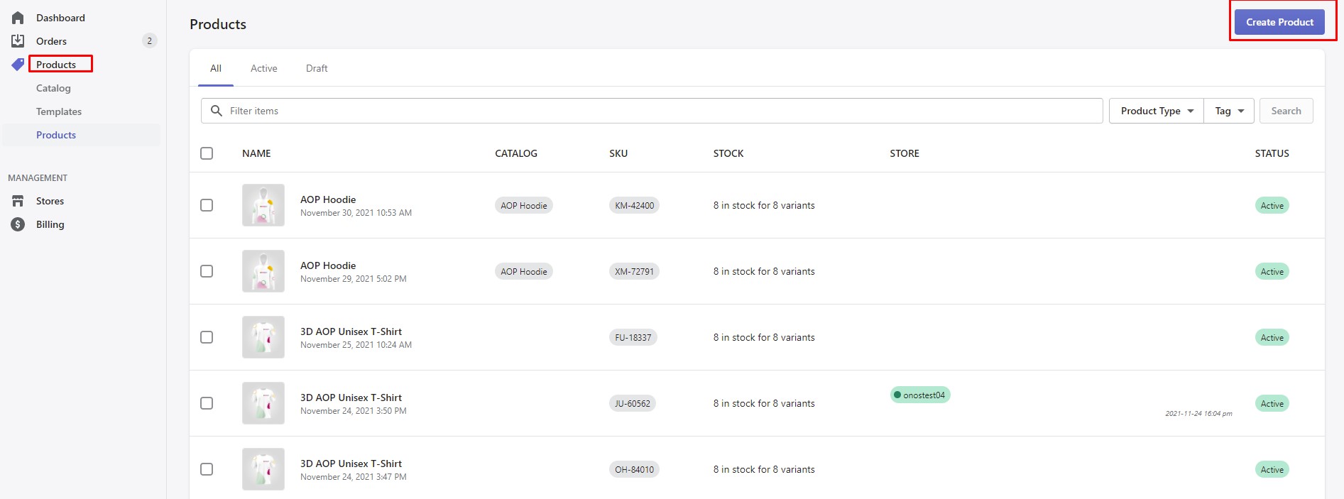 create onos product