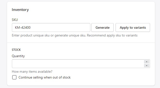 product inventory