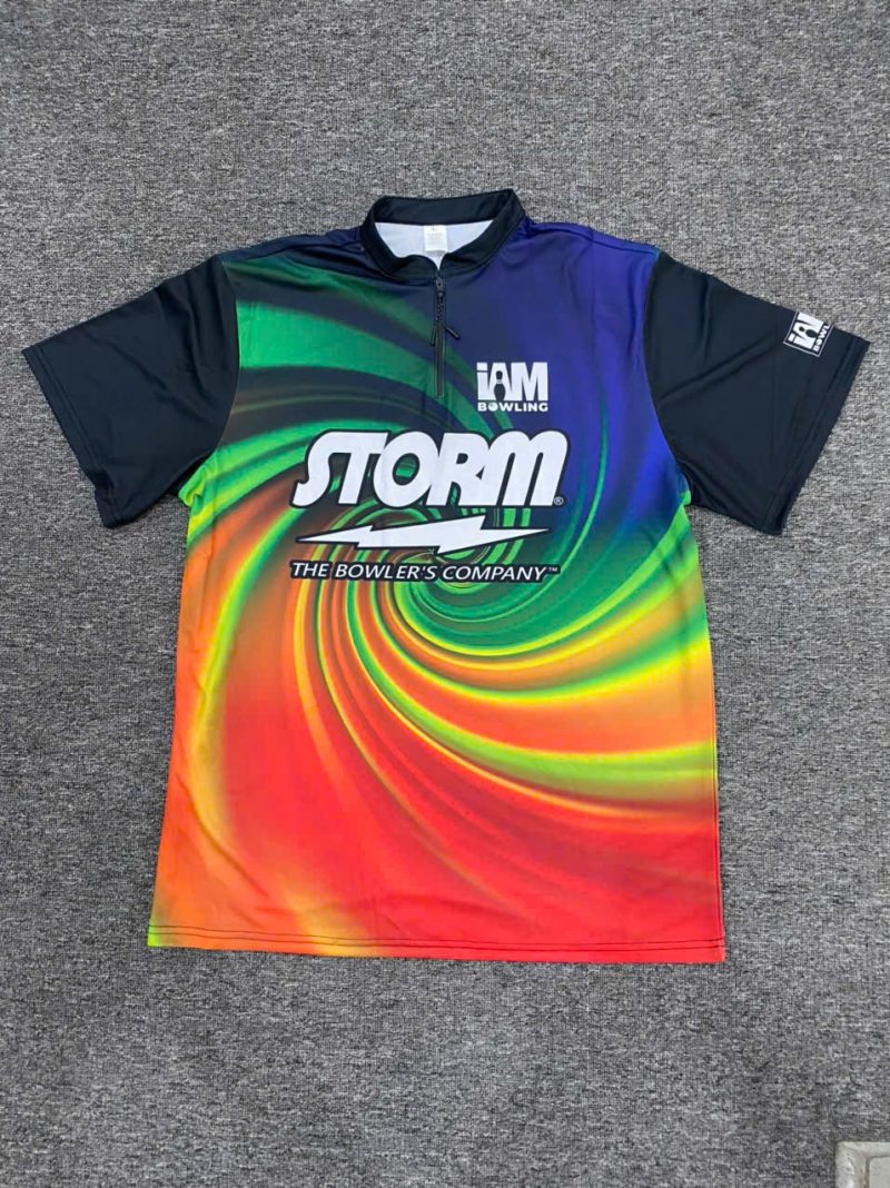 All Over Print Zipper Polo Bowling Jersey Shirt - Image 2