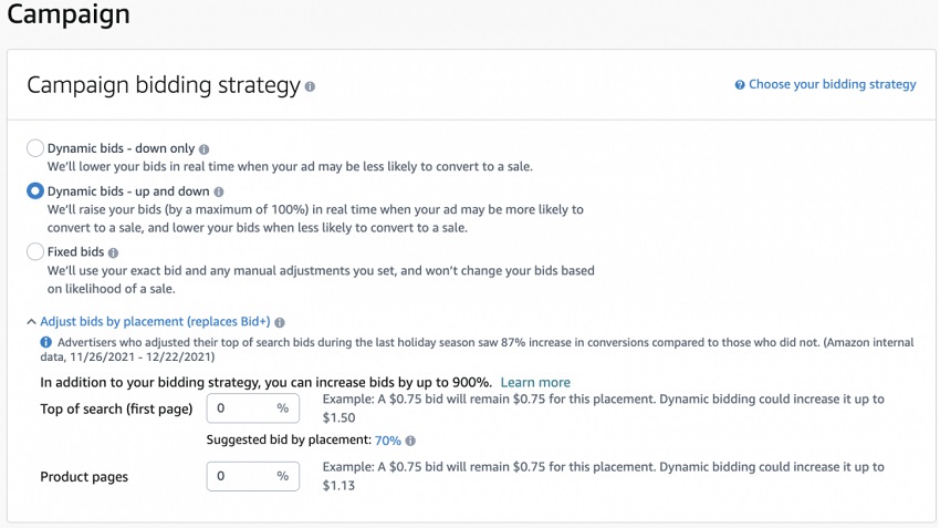 Amazon Campaign Bidding Strategy