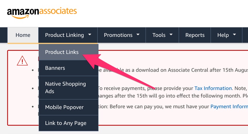 cách tạo link Amazon Affiliate
