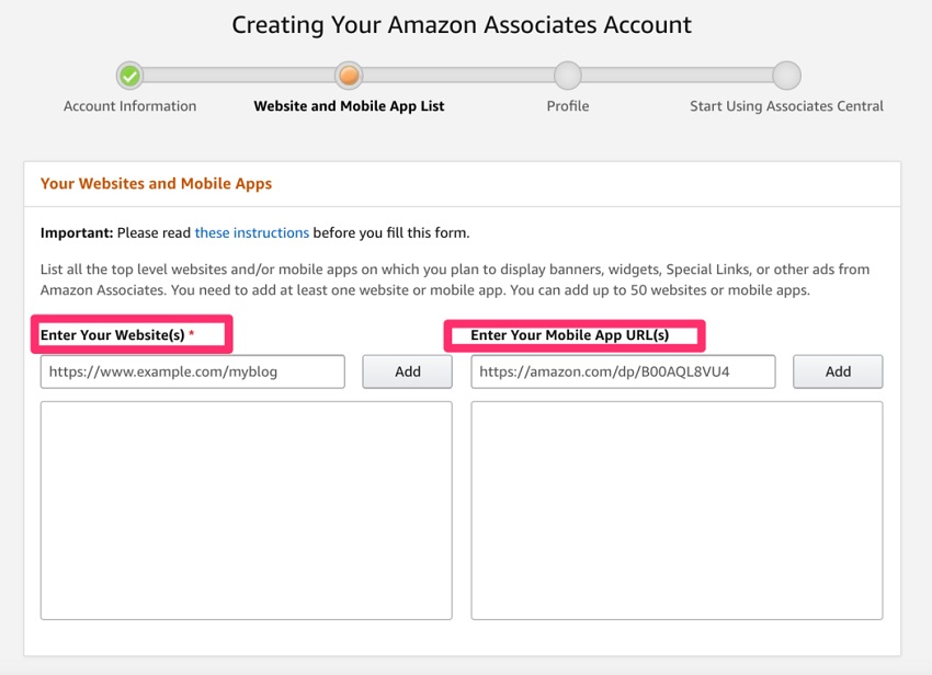 Đăng ký Amazon Affiliate