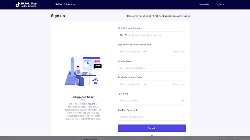 Tạo tài khoản TikTok Shop