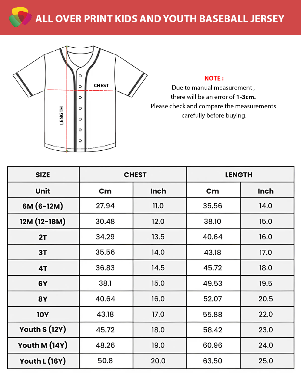 All-Over Print Kids and Youth Baseball Jersey 4 All-Over Print Kids and Youth Baseball Jersey - Image 4