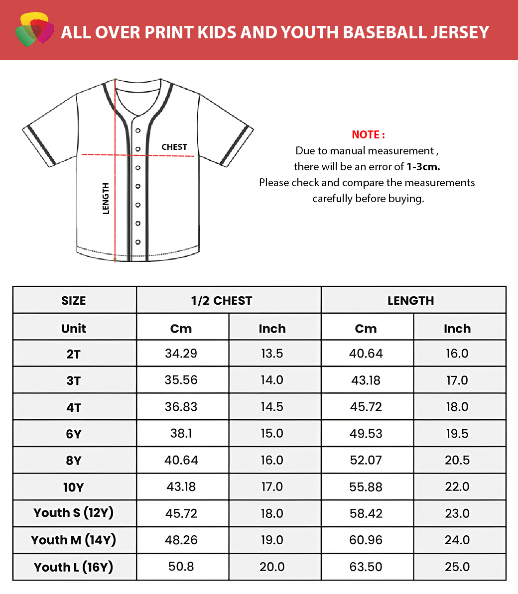 All-Over Print Kids and Youth Baseball Jersey - No Piping 6 All-Over Print Kids and Youth Baseball Jersey - No Piping - Image 6