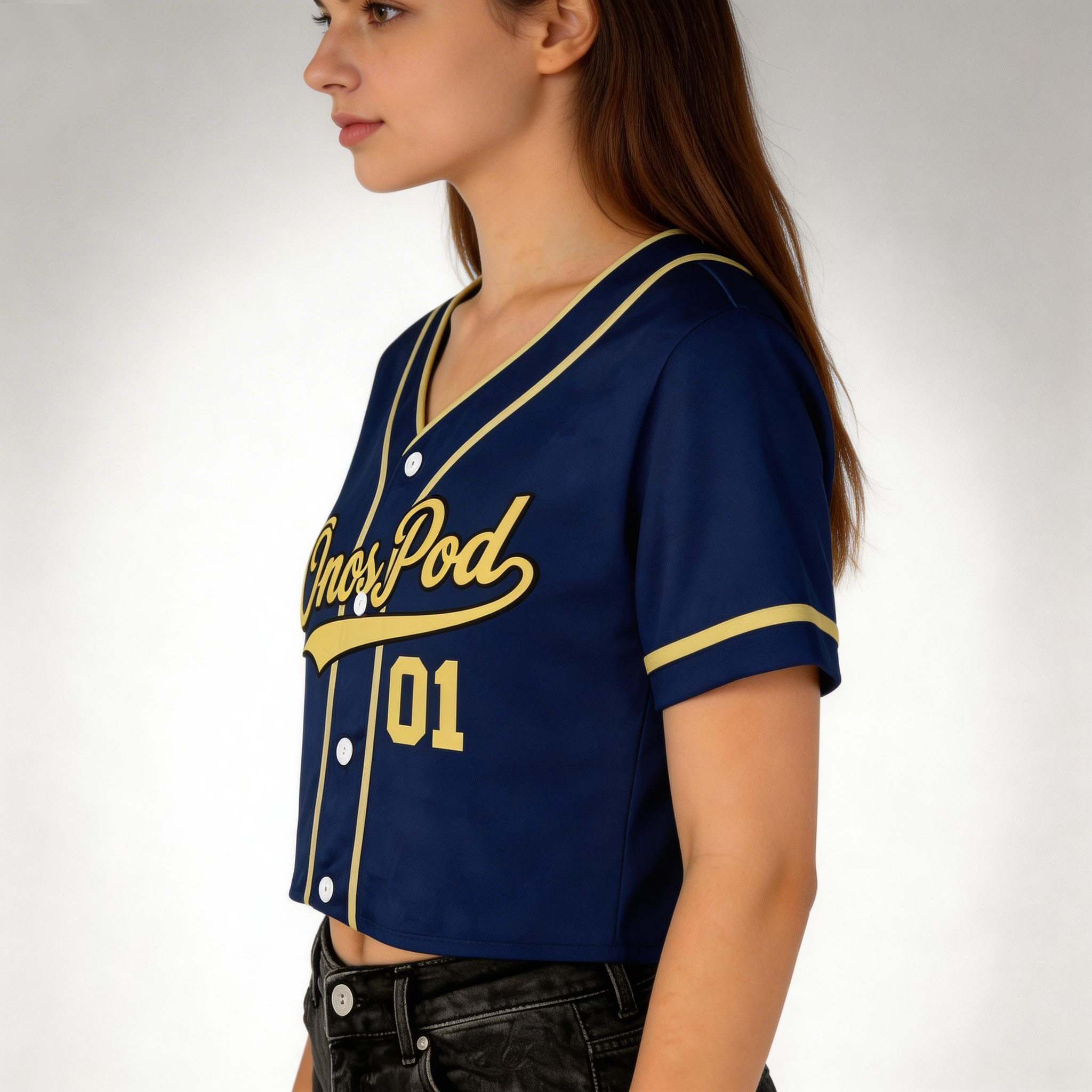 Crop Top Baseball Jersey 2 Crop Top Baseball Jersey - Image 2