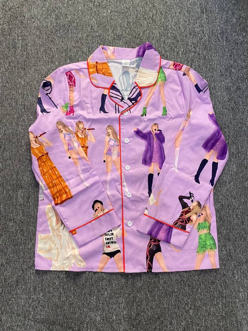 Pajamas Long Shirt with Border - Image 2