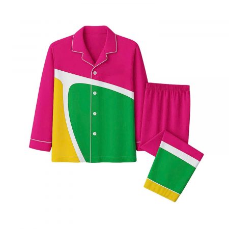 All-Over Print Satin Long-Sleeve Pajama Set