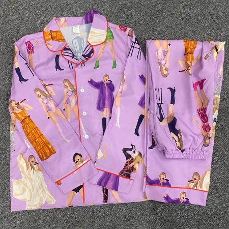 All-Over Print Satin Long-Sleeve Pajama Set 2 All-Over Print Satin Long-Sleeve Pajama Set - Image 2