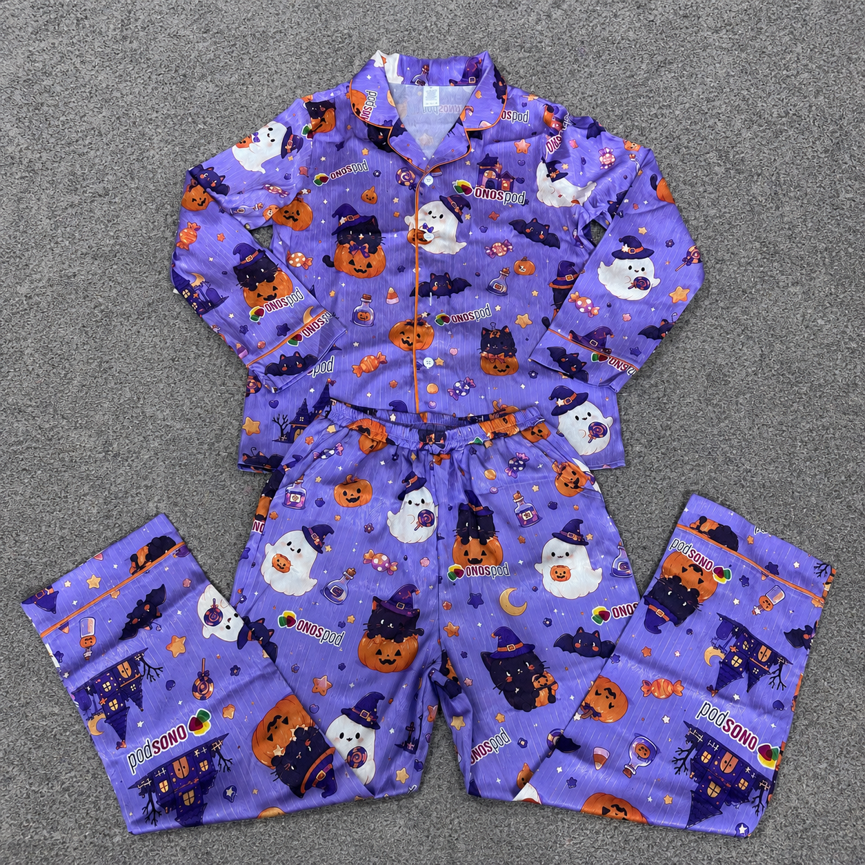 All-Over Print Satin Long-Sleeve Pajama Set 3 All-Over Print Satin Long-Sleeve Pajama Set - Image 3