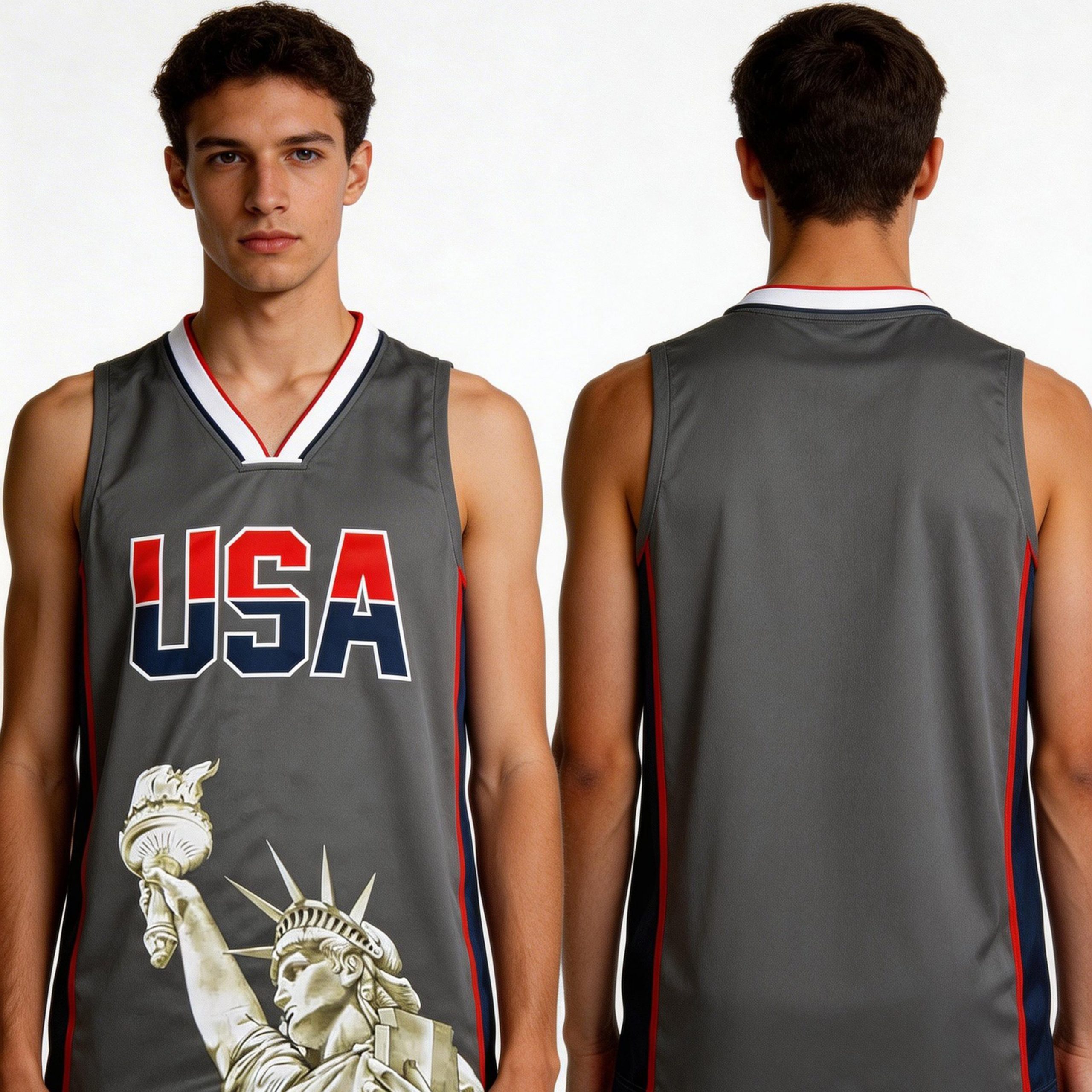 All-Over Print V-neck Sleeveless Jersey Tank Top 2 All-Over Print V-neck Sleeveless Jersey Tank Top - Image 2