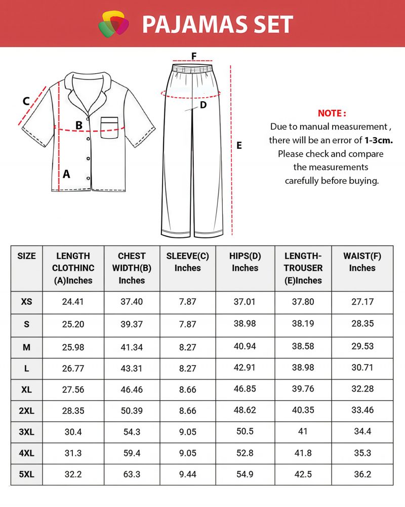 All-Over Print Satin Short-Sleeve Pajama Set with Long Pants - Image 2