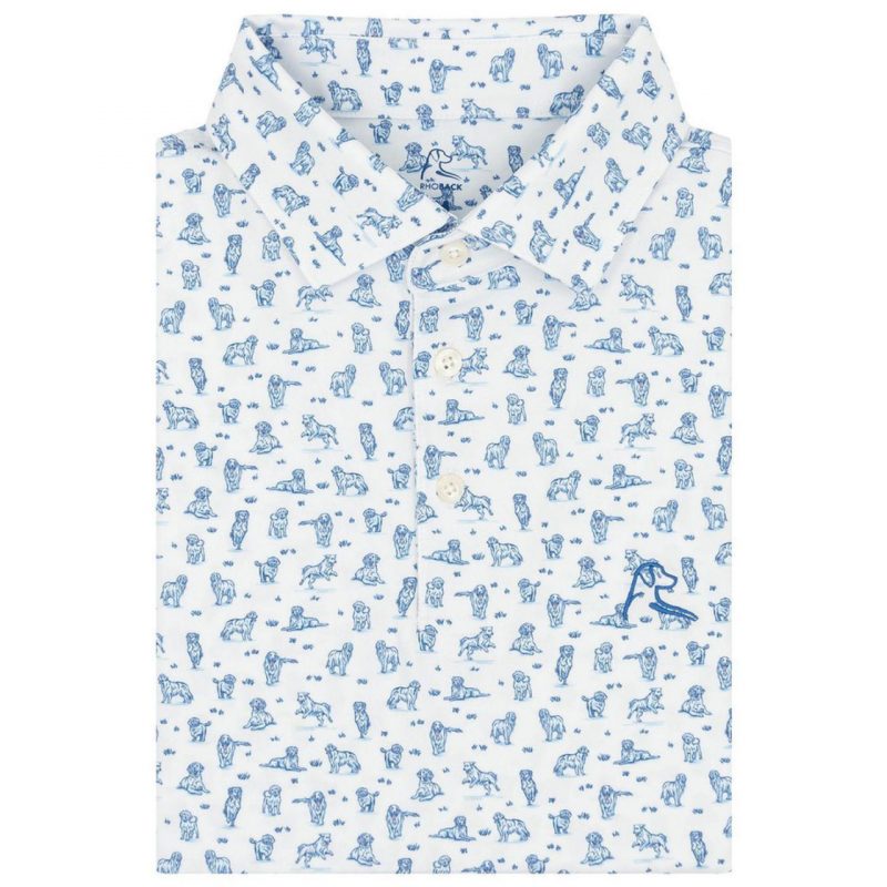 All-Over Print Chest Embroidered Logo Men's Polo Shirt - Image 3