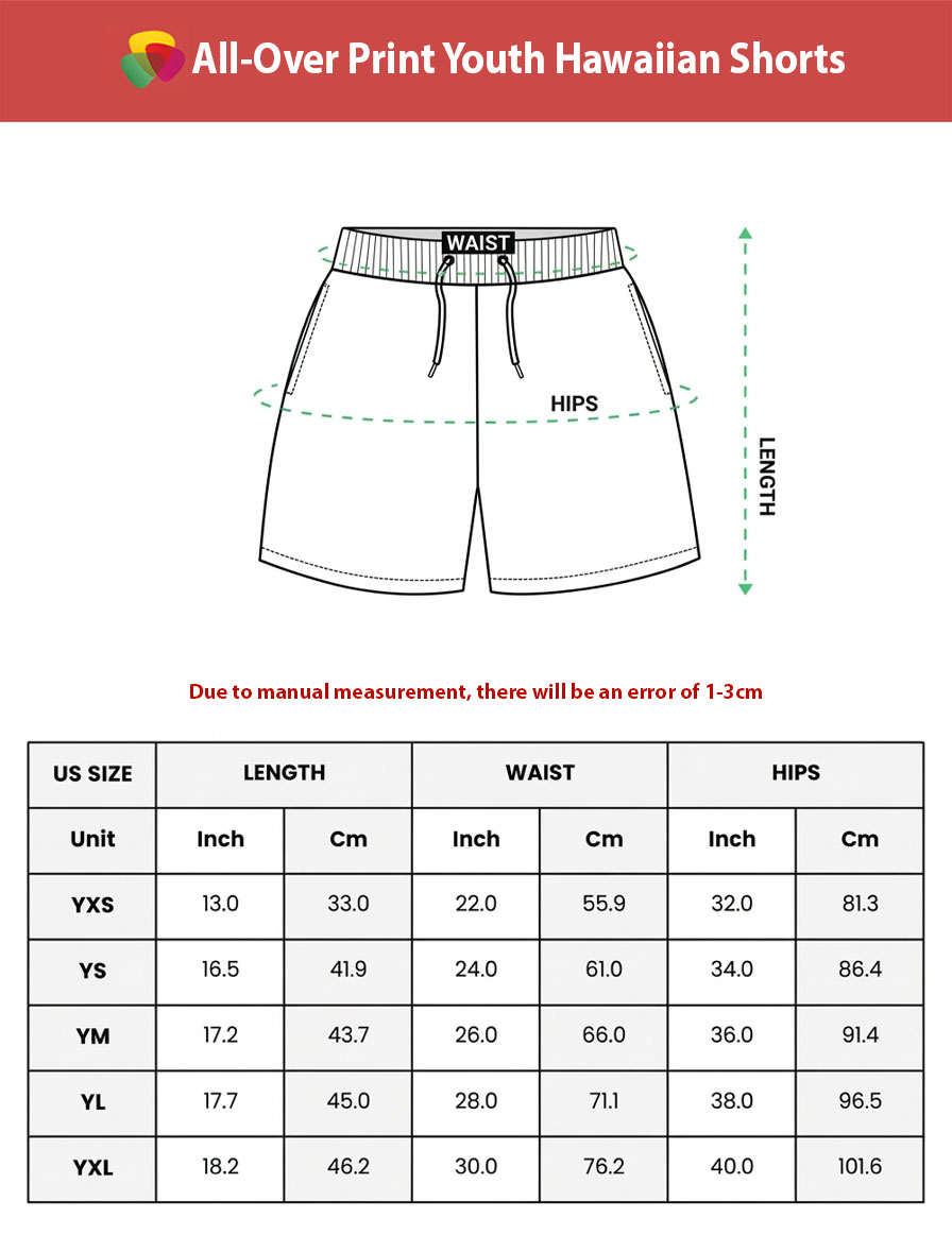 All-Over Print Youth Hawaiian Shorts 3 All-Over Print Youth Hawaiian Shorts - Image 3