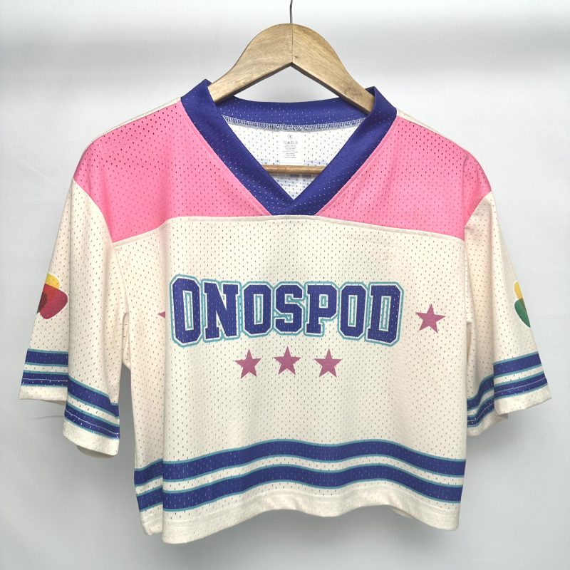 All-Over Print Mesh Football Crop Top Jersey - Image 2