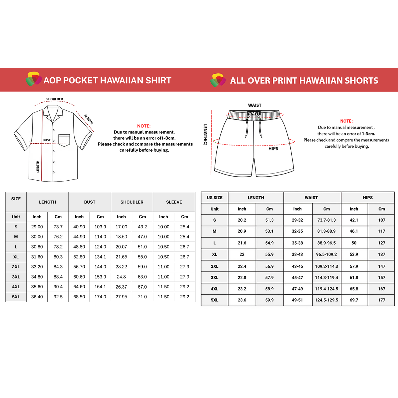 All-Over Print Pocket Unisex Hawaiian Shirt Set 4 All-Over Print Pocket Unisex Hawaiian Shirt Set - Image 4