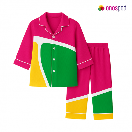 All-over Print Kid Satin Long-Sleeve Pajama Set