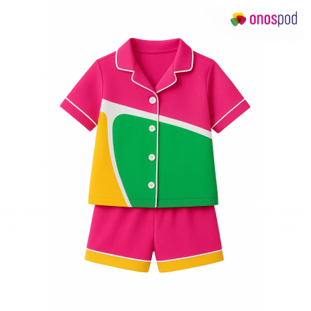 All-over Print Kid and Youth Satin Short-Sleeve Pajama Set