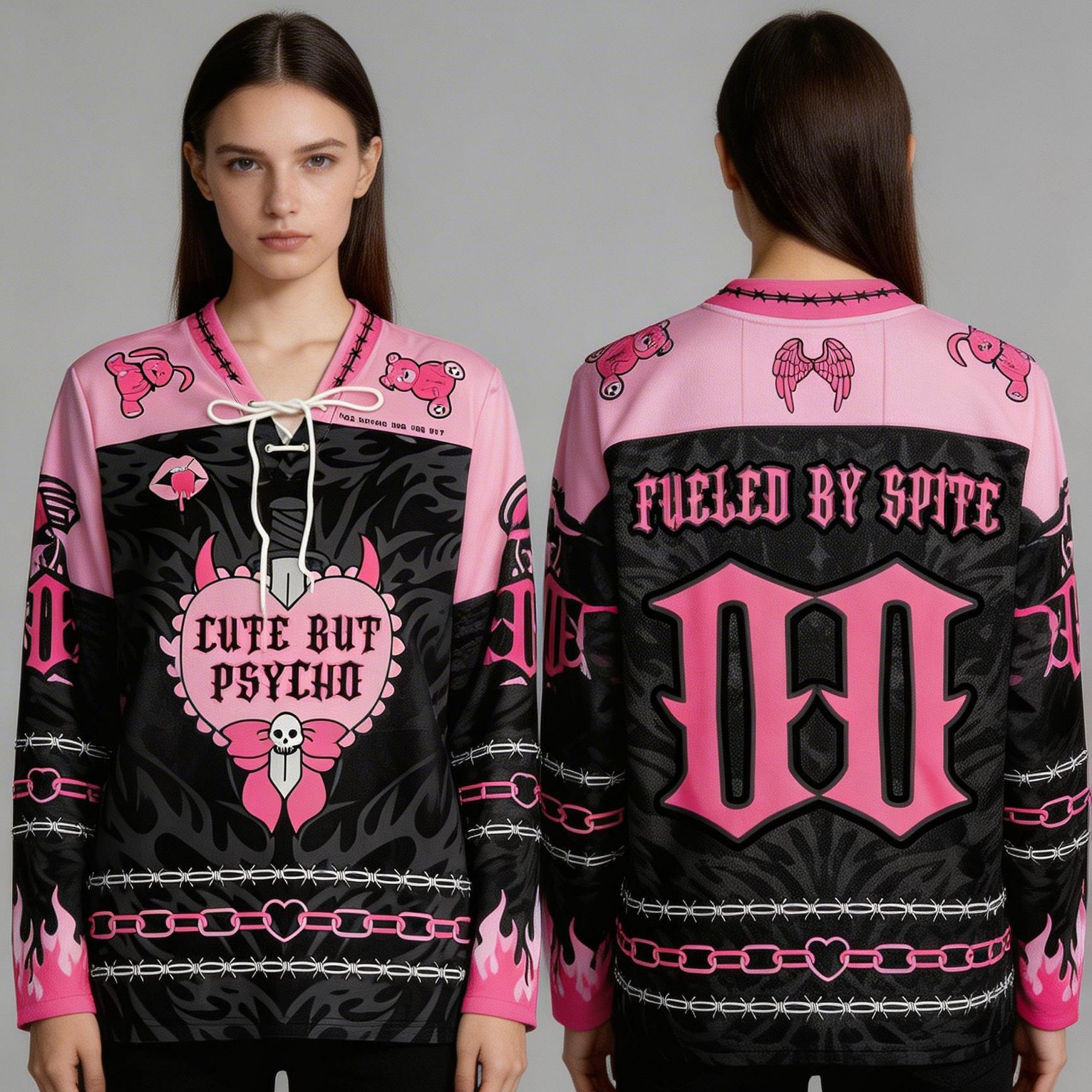 All-Over Print Premium Lace Neck Hockey Jersey 2 All-Over Print Premium Lace Neck Hockey Jersey - Image 2