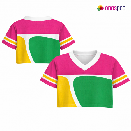 All-Over Print V-Neck Mesh Football Crop Top Jersey