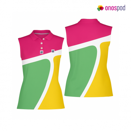 All-Over Print Embroidered Women's Sleeveless Performance Polo Shirt
