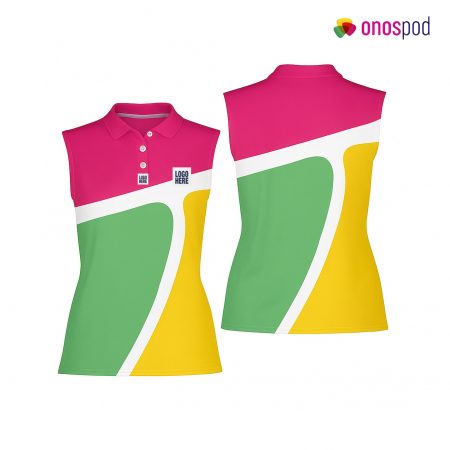 All-Over Print Embroidered Women's Sleeveless Performance Polo Shirt