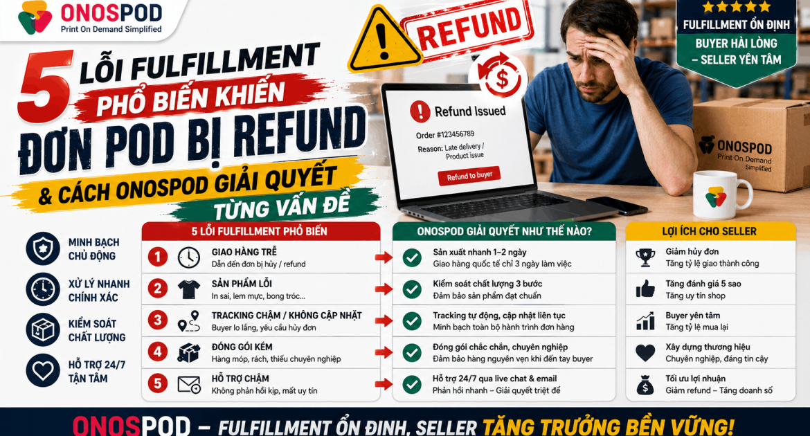 5 Lỗi Fulfillment Phổ Biến Khiến Đơn POD Bị Refund — Và Cách Onospod Giải Quyết Từng Vấn Đề