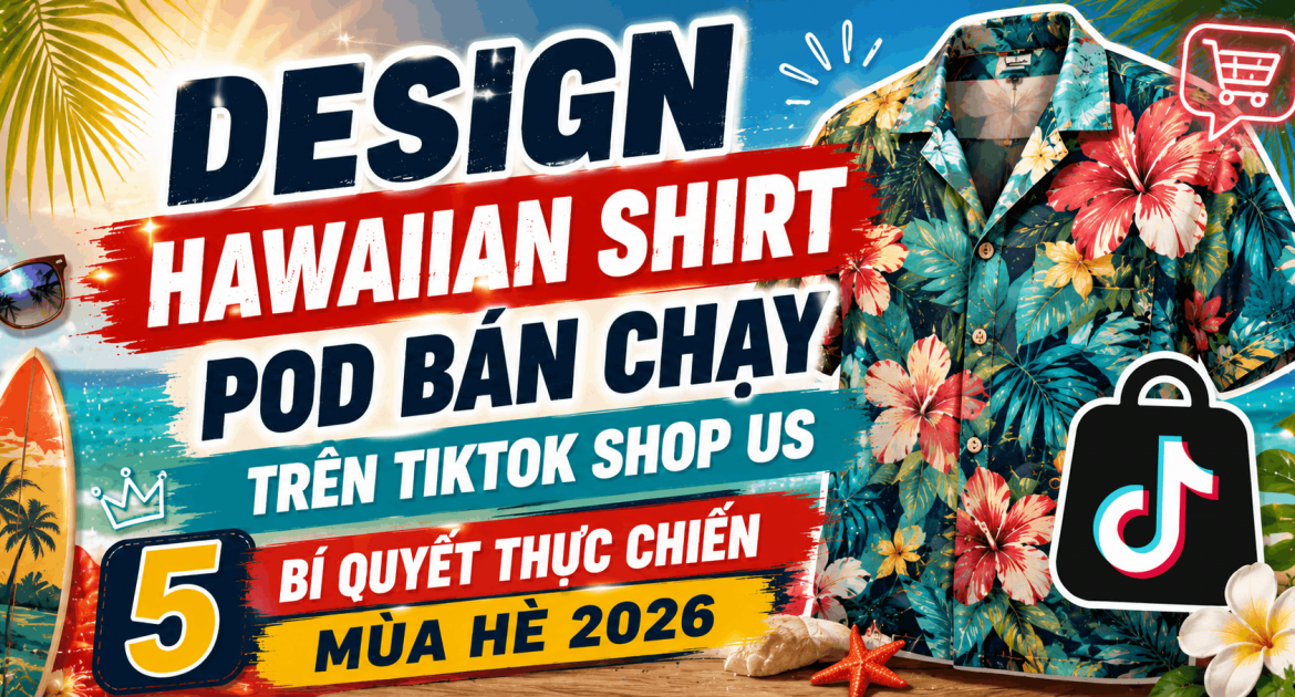 Design Hawaiian Shirt POD Bán Chạy Trên TikTok Shop US — 5 Bí Quyết Thực Chiến Mùa Hè 2026