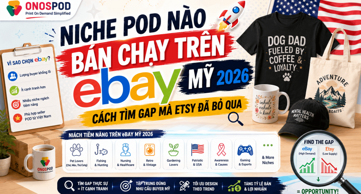 niche POD bán chạy trên eBay Mỹ
