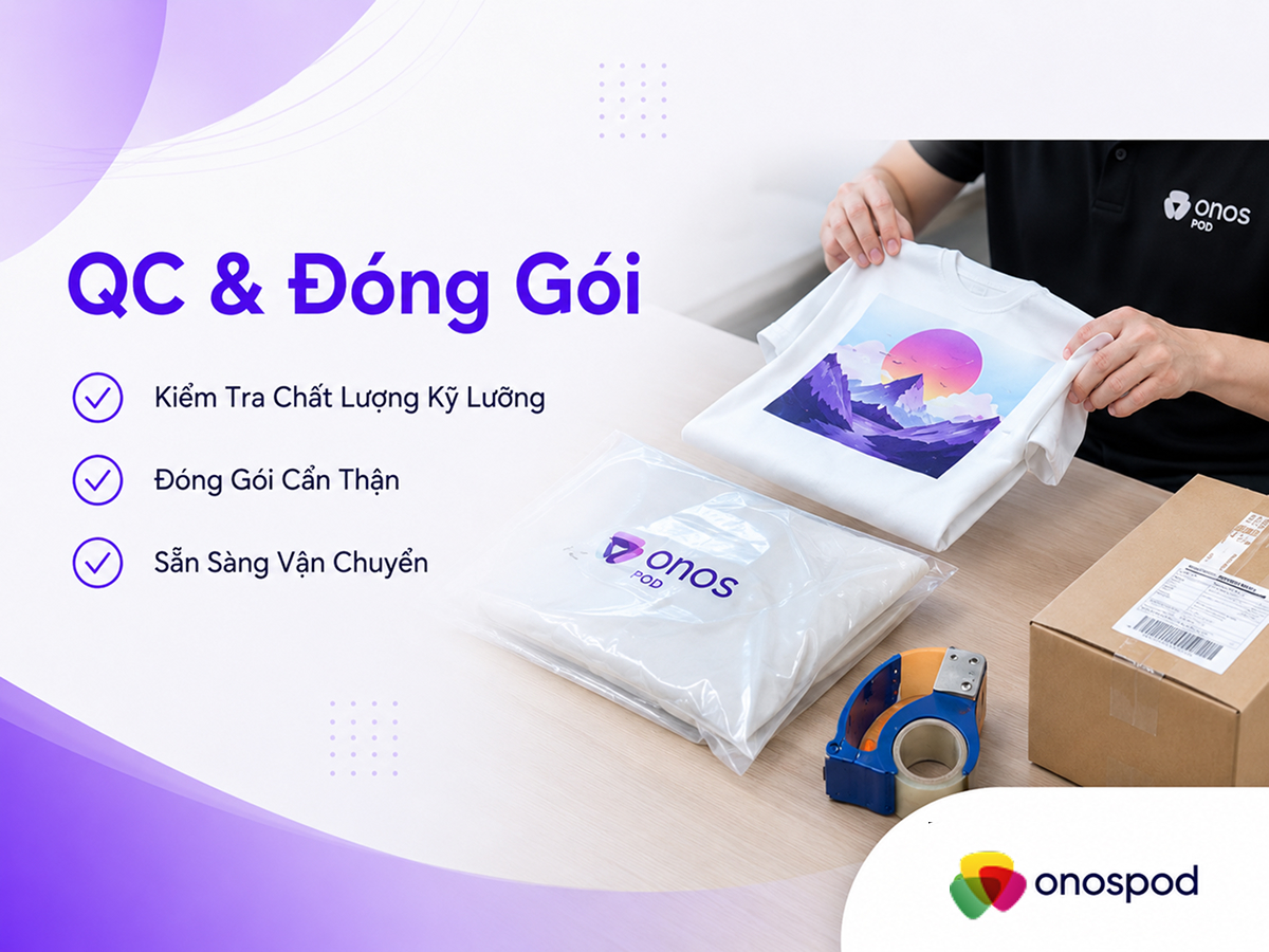 Quy trình sản xuất Print on Demand tại OnosPOD: Từ đơn hàng đến fulfillment quốc tế 10 qc dong goi