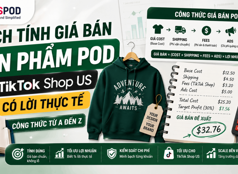 tính giá bán sản phẩm POD TikTok Shop US