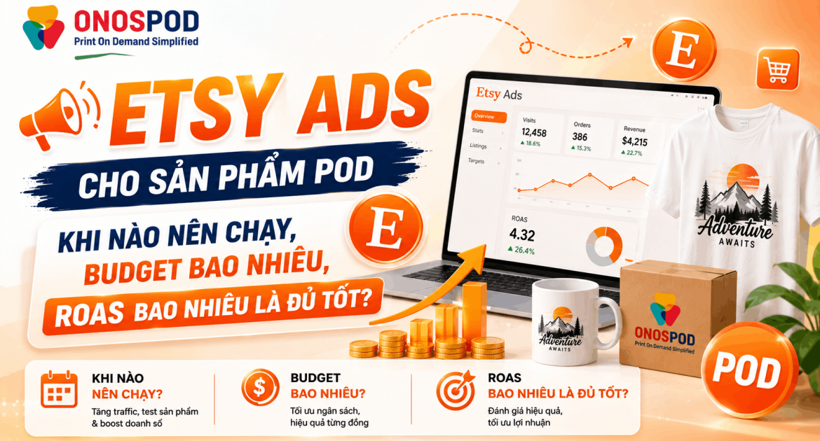 Etsy Ads Cho Sản Phẩm POD — Khi Nào Nên Chạy, Budget Bao Nhiêu & ROAS Bao Nhiêu Là Đủ Tốt?