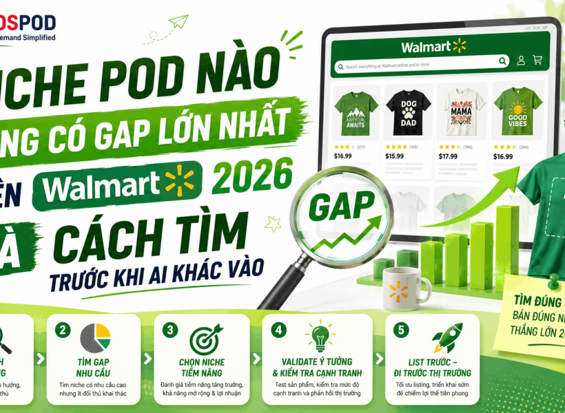 Niche POD Nào Đang Có Gap Lớn Nhất Trên Walmart 2026 — Và Cách Tìm Trước Khi Ai Khác Vào 2 Niche POD