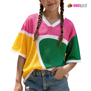 AOP Kids and Youth Mesh Overlap V-Neck Football Jersey