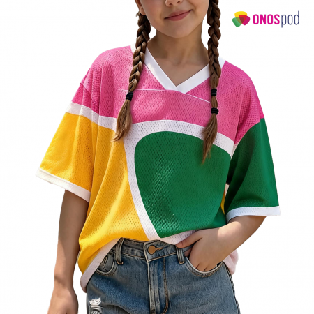 Home 50 AOP Kids and Youth Mesh Overlap V-Neck Football Jersey