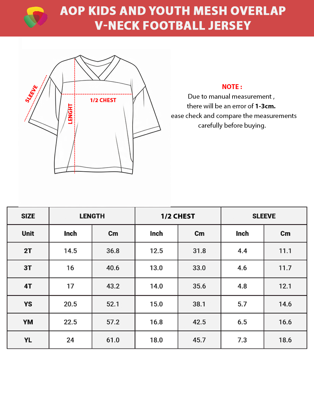 AOP Kids and Youth Mesh V-Neck Football Jersey 2 AOP Kids and Youth Mesh V-Neck Football Jersey - Image 2