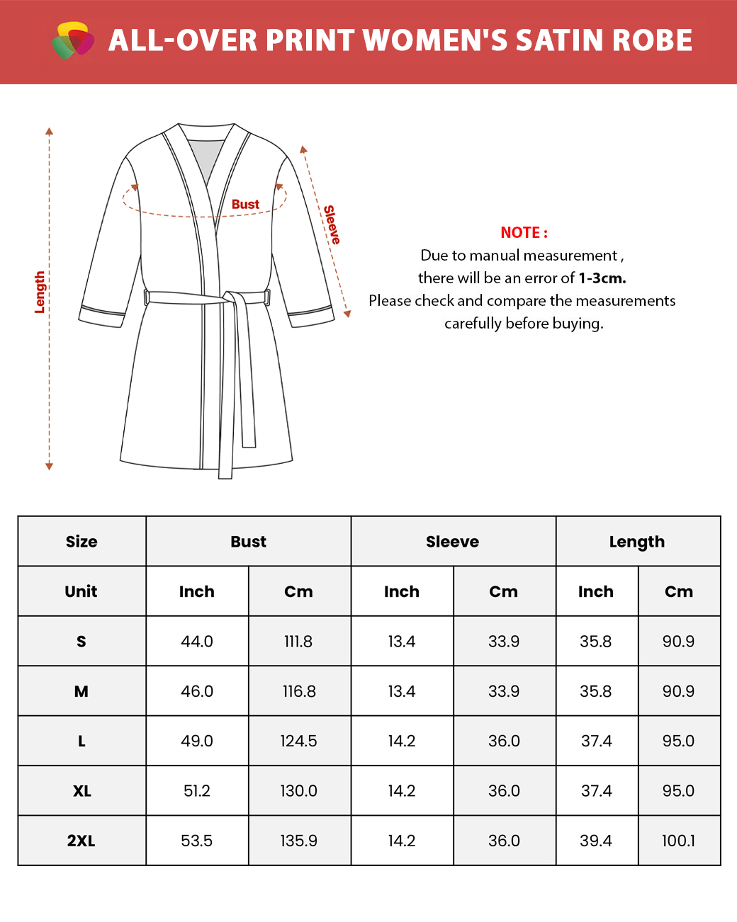All-Over Print Women's Satin Robe 2 All-Over Print Women's Satin Robe - Image 2