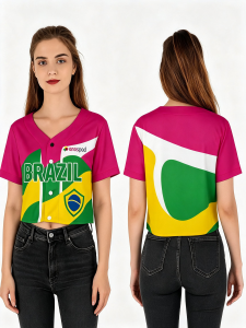 Crop Top Baseball Jersey - No Piping
