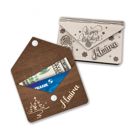 Wooden Card and Cash Envelope