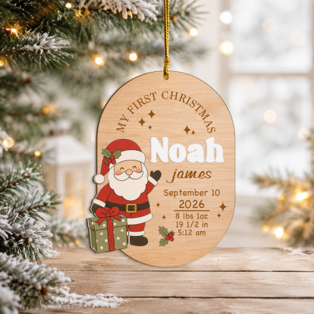 Custom Shape 2-Layer Wooden And White Acrylic Ornament