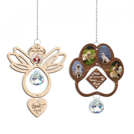 Custom Shape 1-Layer Wooden Hanging Pieces Ornament With Crystal Charm