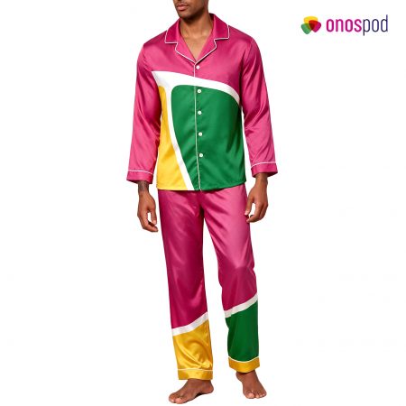 All-Over Print Men's Satin Long-Sleeve Pajama Set
